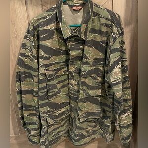 Tru-Spec BDU Jacket Shirt Mens Large Tiger Stripe Camo Ripstop Military